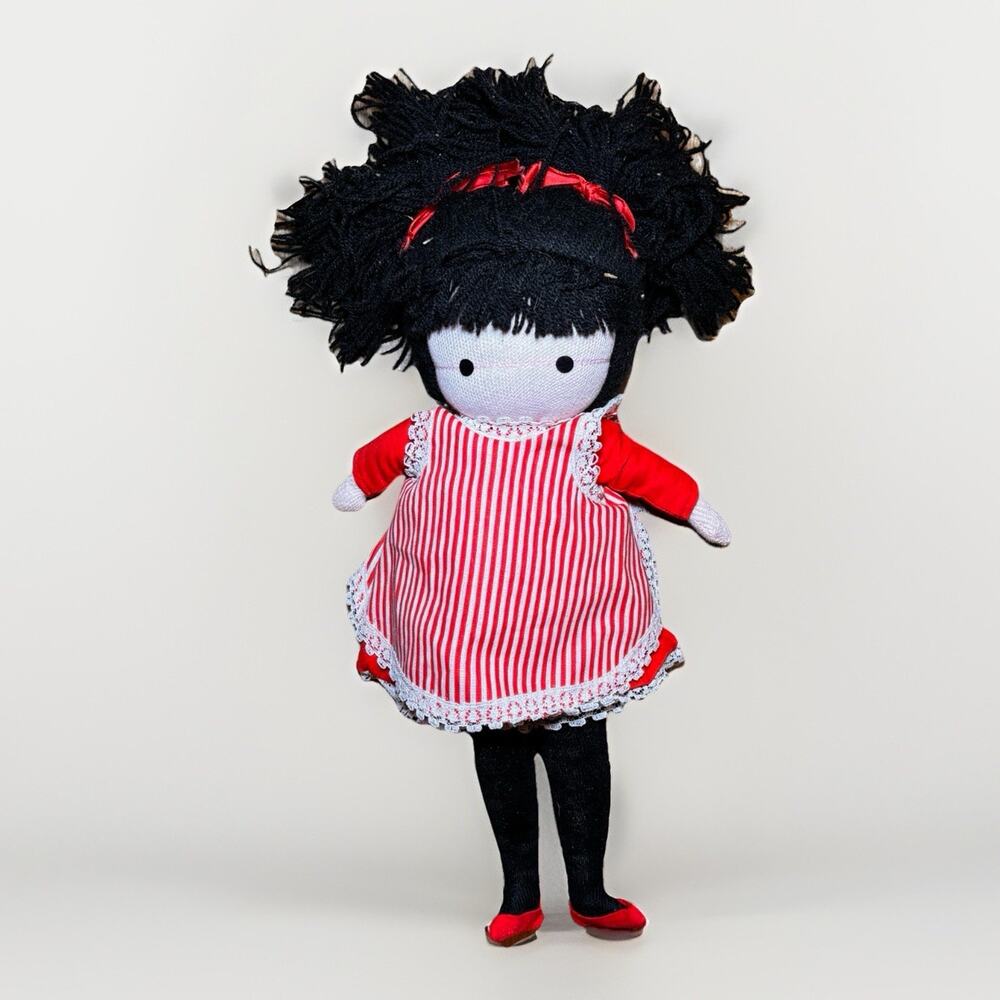 Vintage 1964 Wolfpit Ent. Rag Doll Red Dress Yarn Hair Plush